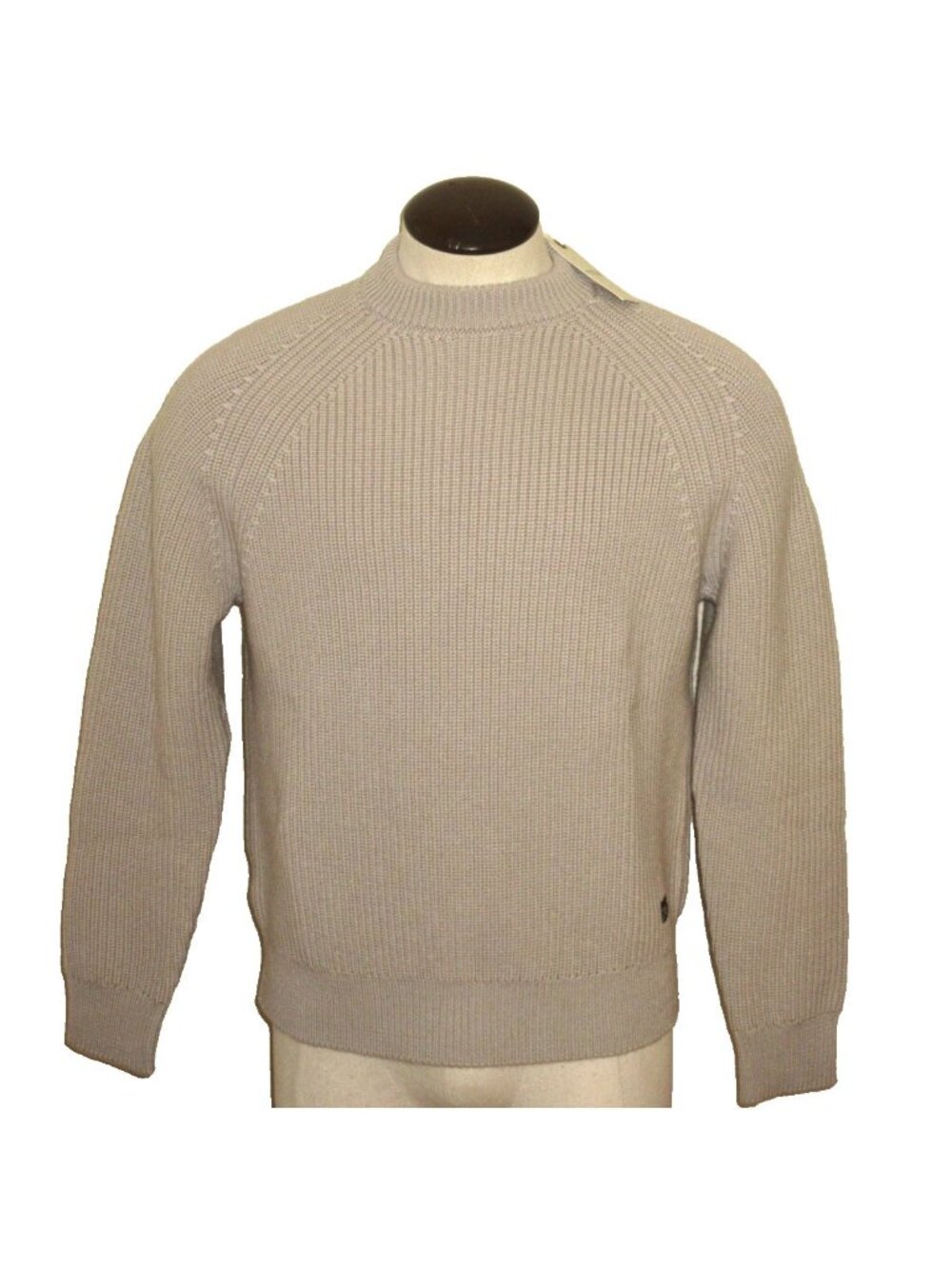 OOBE Brand Men's Leon Crew Neck Virgin Wool Sweater Natural Beige Size Medium